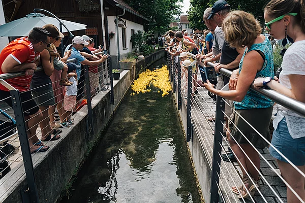 Der Lions Club veranstaltet jährlich sein Entenrennen am Mühlbach